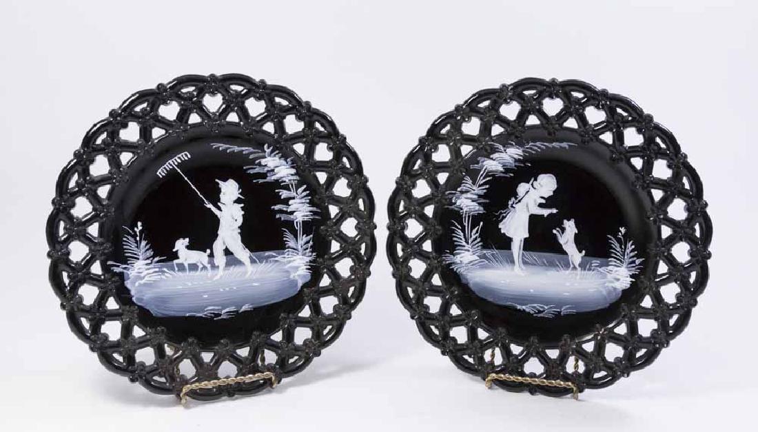 Pair Mary Gregory Enamel Painted Plates (1 of 5)