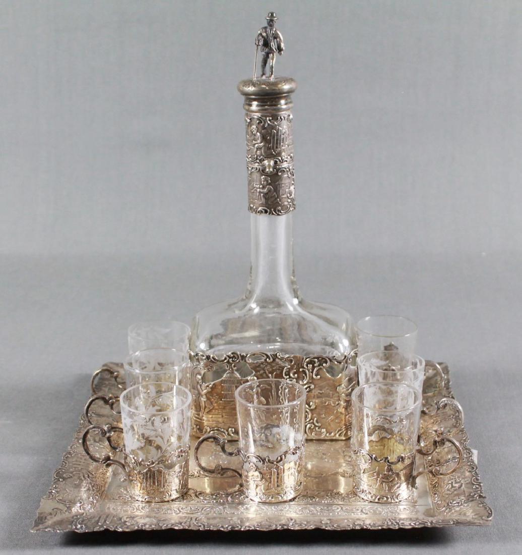 19TH C CONTINENTAL SILVER CORDIAL SET (1 of 8)