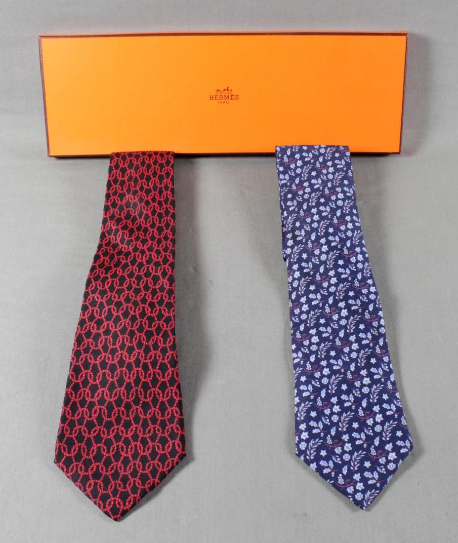PAIR OF HERMES SILK SCARVES (1 of 5)