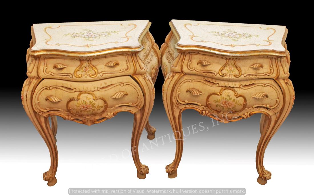 PAIR OF ANTIQUE HAND PAINTED NIGHT STAND CABINETS (1 of 3)