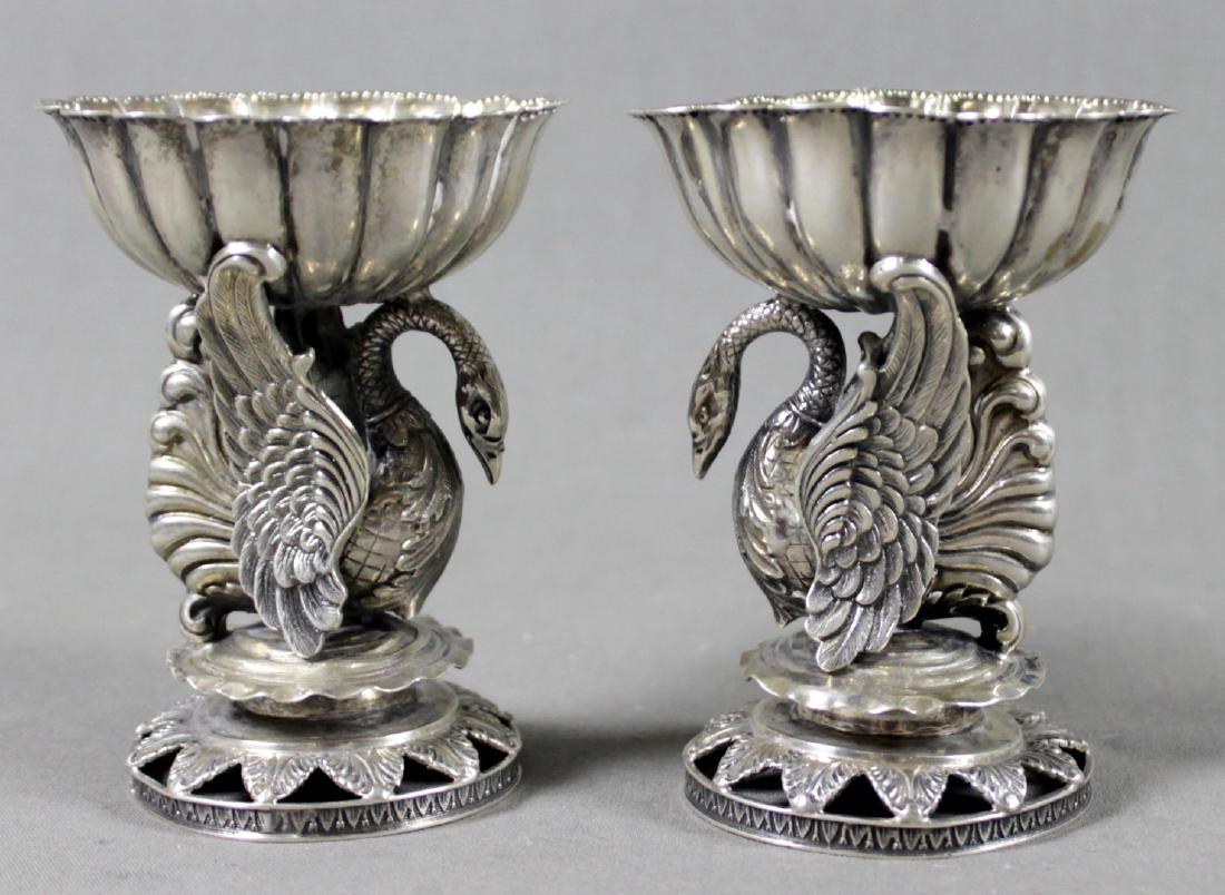 PAIR OF STERLING SILVER SWAN SALT AND PEPPER SHAKERS (1 of 3)