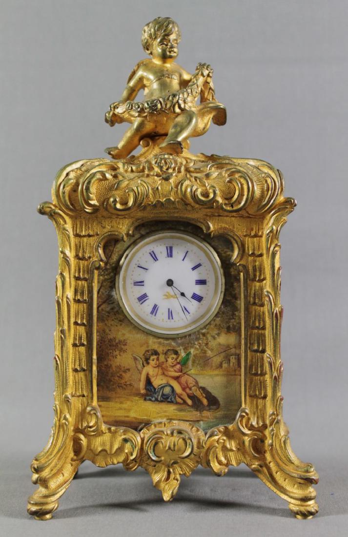 FRENCH BRONZE CABINET CLOCK (1 of 4)