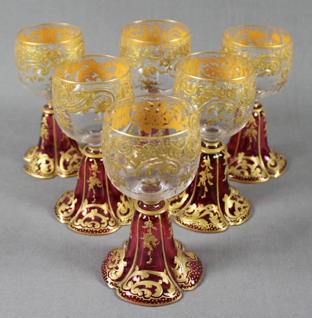 SET OF 6 MOSER CRANBERRY GLASSES (1 of 4)
