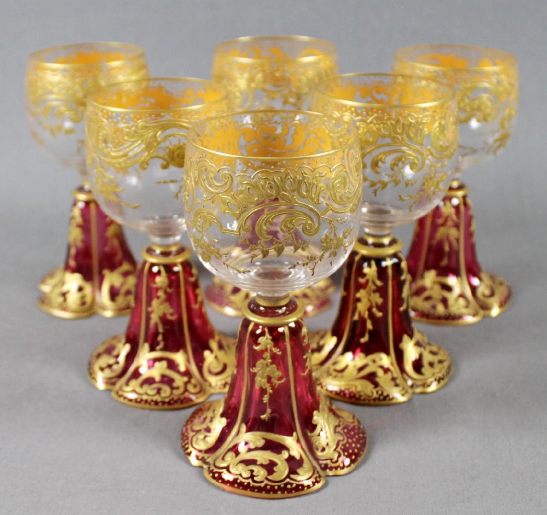 SET OF 6 MOSER CRANBERRY GLASSES (1 of 2)