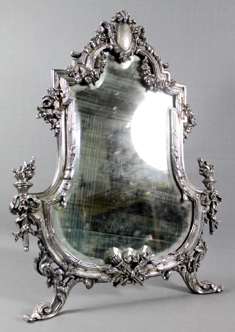 SILVERED METAL TABLE MIRROR (1 of 4)