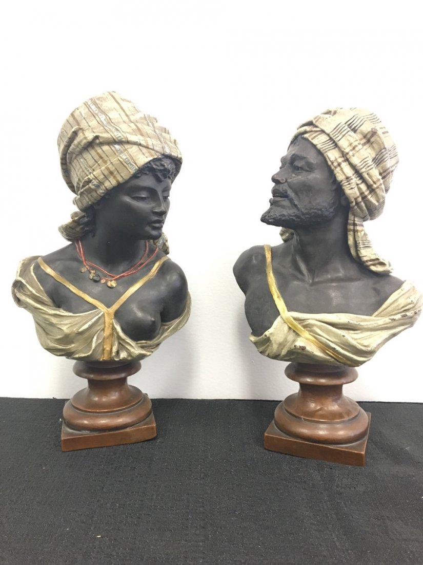 Pair of Bronze-Clad Oriental Subject (Arabic) Busts (1 of 4)
