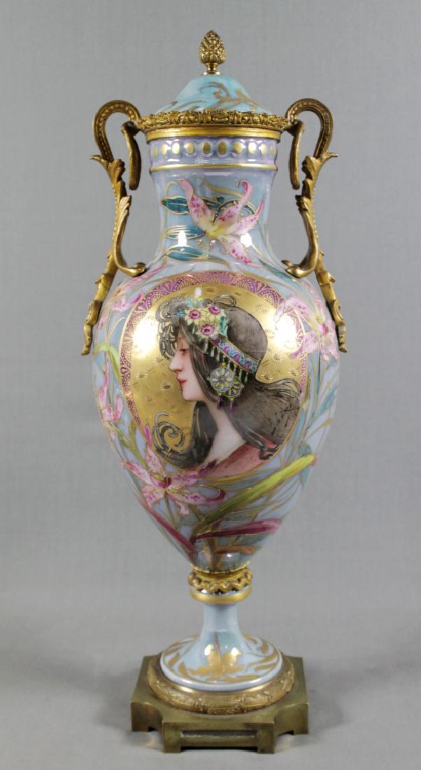 SEVRES STYLE FRENCH LUSTER VASE W/ COVER (1 of 7)