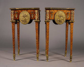 Pair of French Style Bronze Mounted Side Tables (1 of 6)