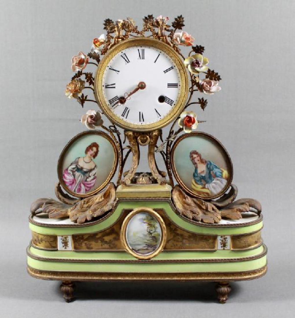 19TH C. FRENCH STYLE MANTLE CLOCK WITH MINIATURE (1 of 10)