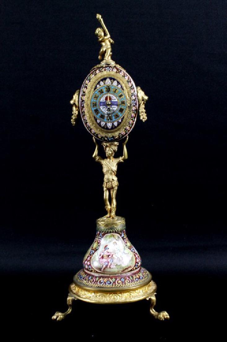 MAGNIFICENT FRENCH ENAMEL AND GILT CLOCK (1 of 9)