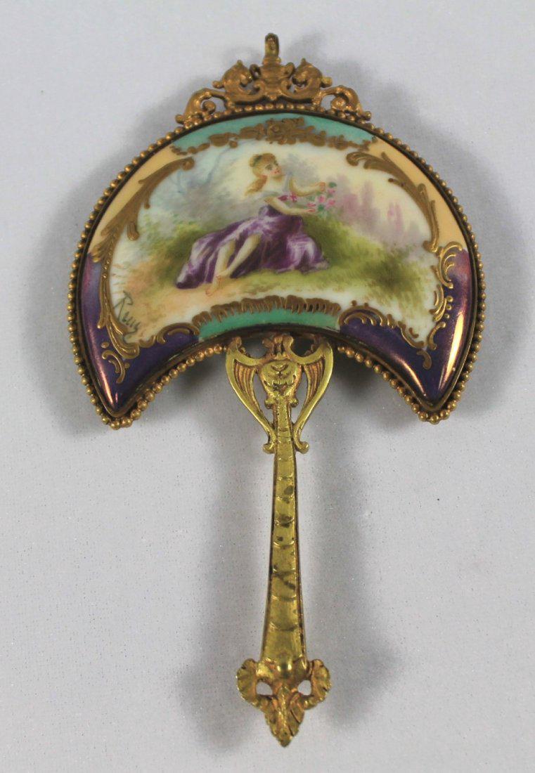 SEVRES STYLE PORCELAIN MOUNTED HAND MIRROR (1 of 8)