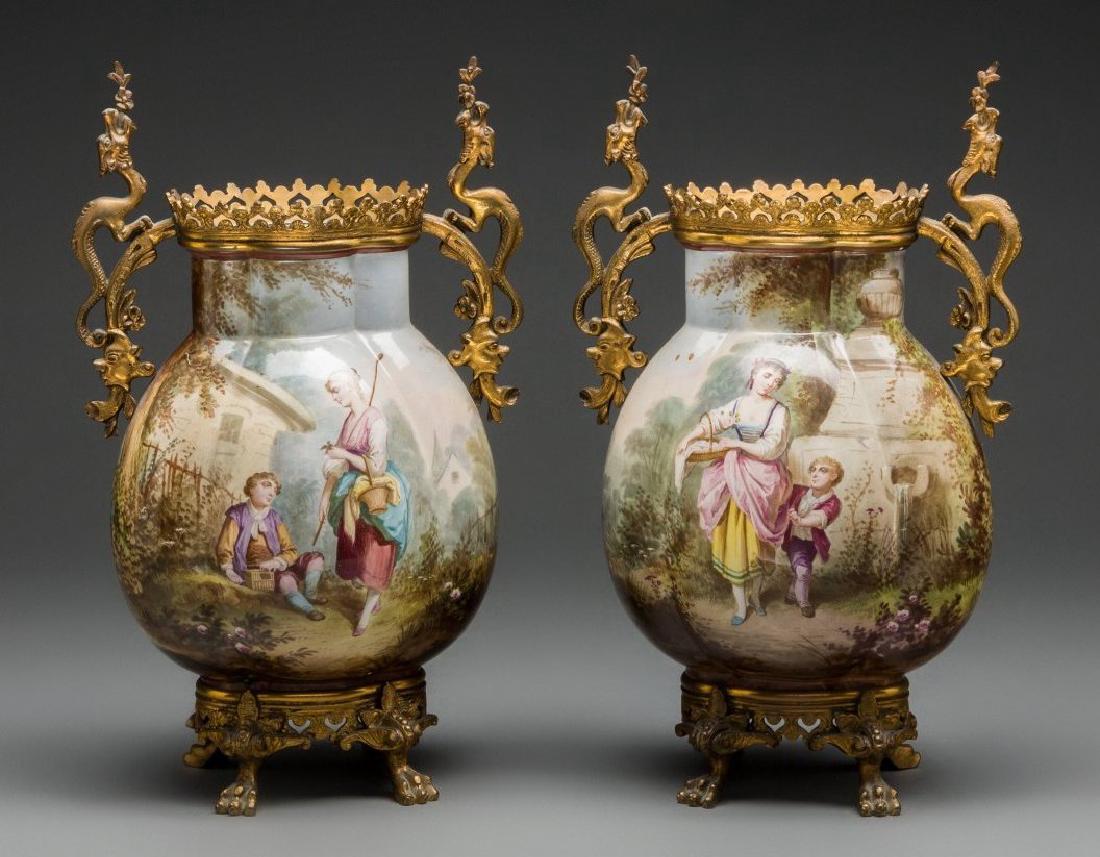 A Pair of French Ceramic and Gilt Bronze Vases, Late (1 of 2)