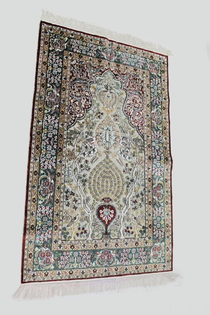 PERSIAN GOLD THREAD SILK THROW RUG (1 of 5)