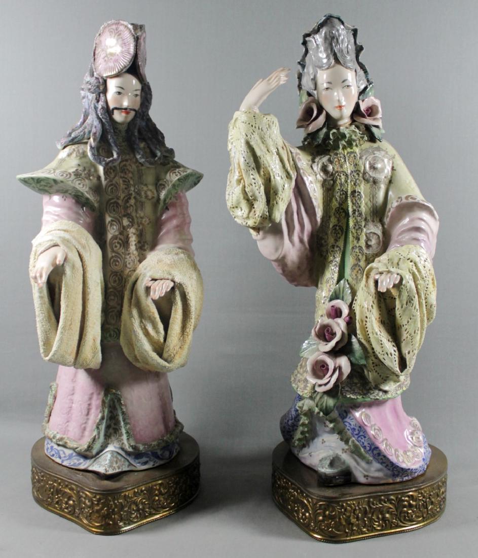 PAIR OF LARGE 27" CHINESE PORCELAIN FIGURES (1 of 10)