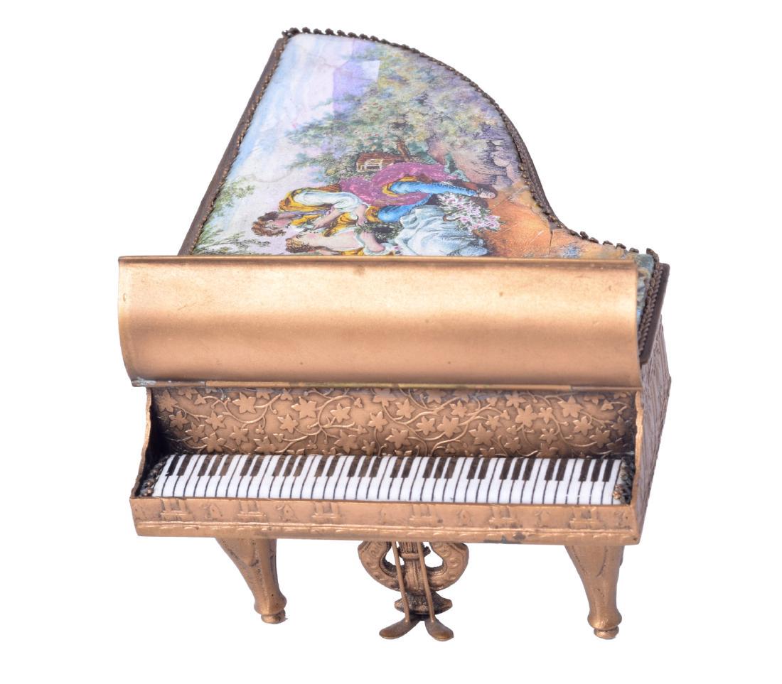 MINIATURE AUSTRIAN BRONZE AND ENAMEL PIANO (1 of 9)