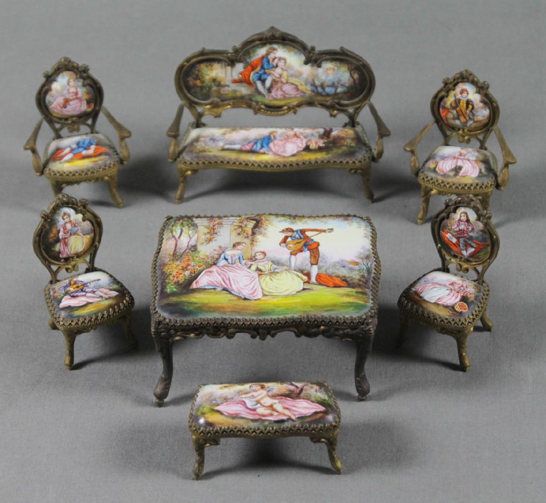 7 PC. AUSTRIAN VIENNA VIENNESE ENAMEL FURNITURE SET (1 of 5)