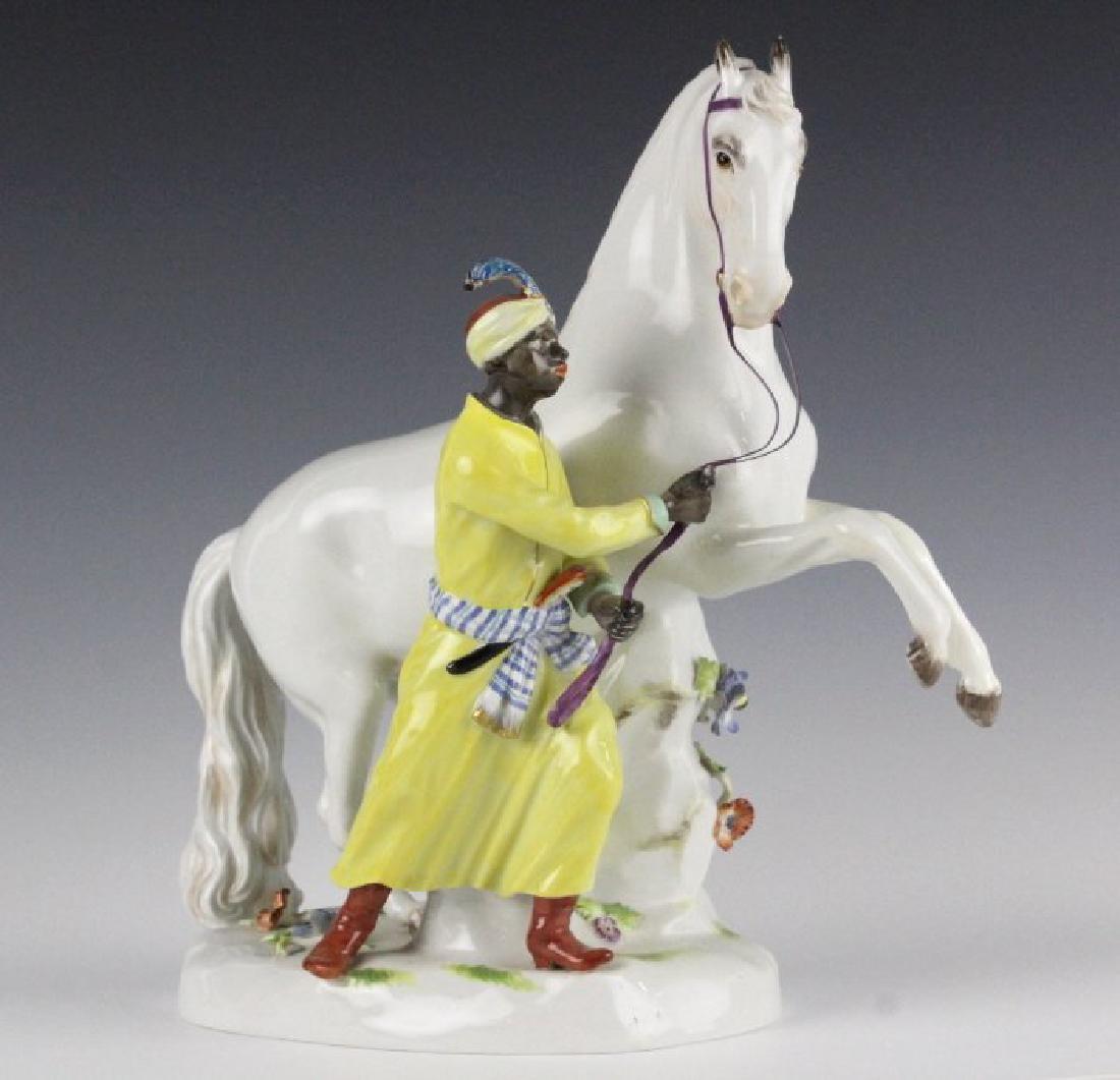 19TH C. MEISSEN FIGURE OF BLACKMOOR W/ HORSE (1 of 9)
