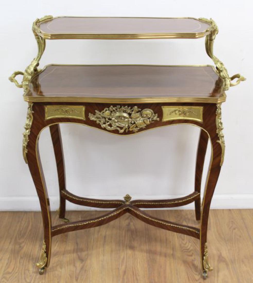 2-Tier Louis XV Style Inlaid Tea Cart (1 of 6)