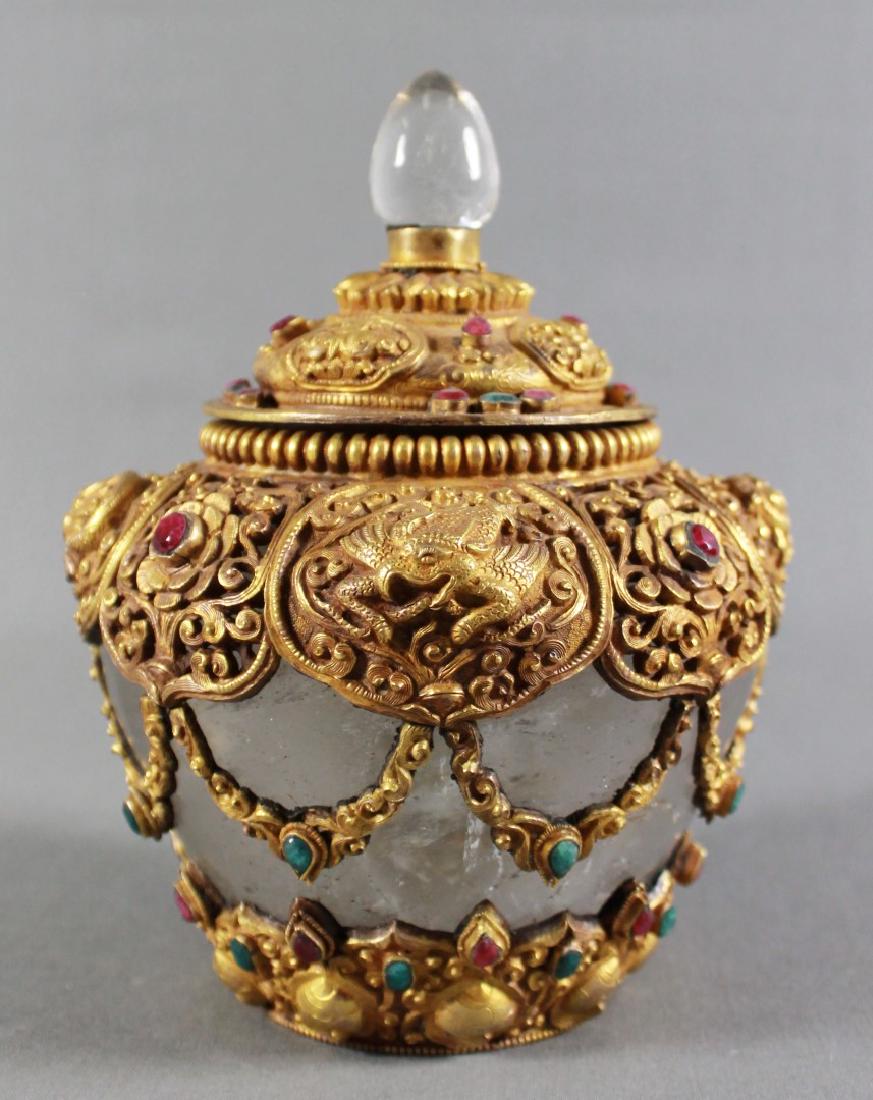 A SOUTHEAST ASIAN ROCK CRYSTAL GILT BRONZE & JEWEL (1 of 4)