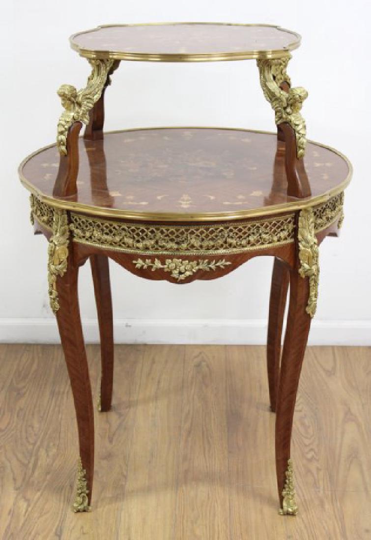 Louis XV Style Serving Table 2-Tier Inlaid (1 of 7)