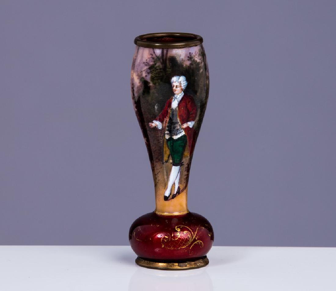 ANTIQUE FRENCH ENAMEL MINIATURE VASE (1 of 3)