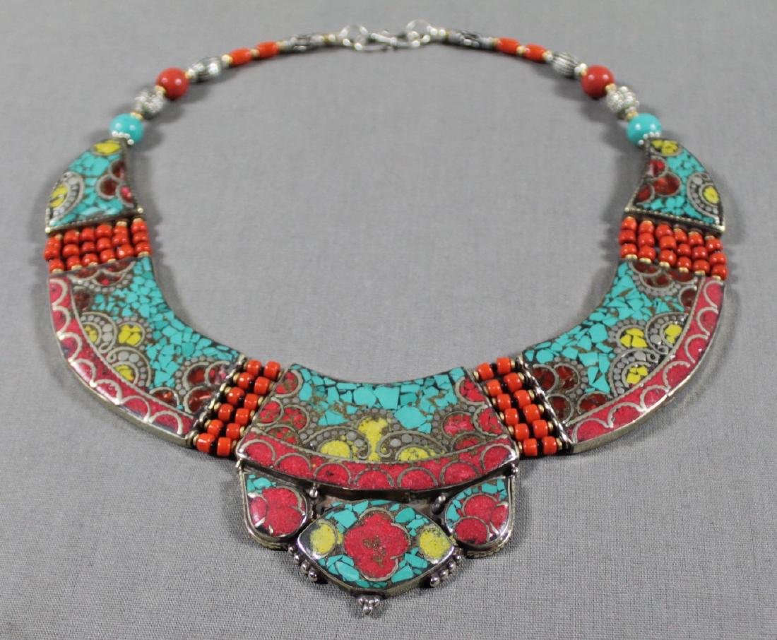 STERLING SILVER AND STONE NATIVE AMERICAN NECKLACE (1 of 8)