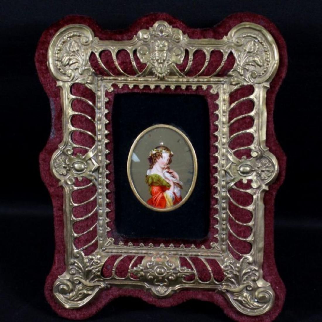 GERMAN PORCELAIN PLAQUE IN GILT FRAME (1 of 3)