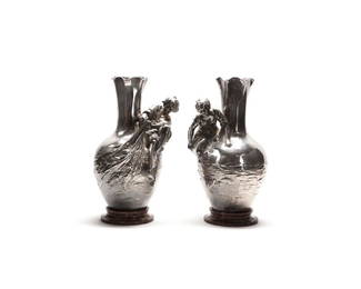 Pair of Auguste Moreau (1834-1917) French Silver Plated