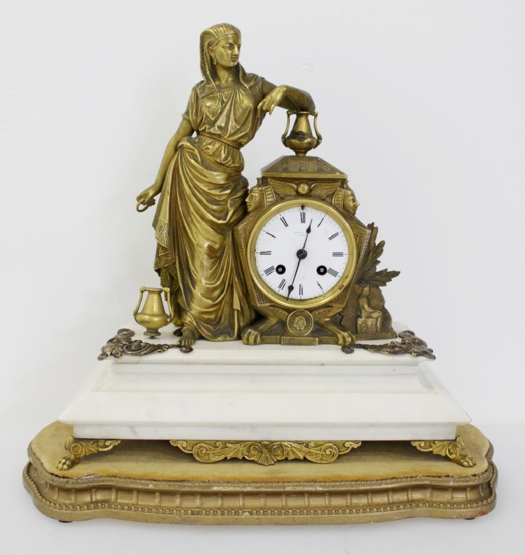EGYPTIAN BRONZE MANTLE CLOCK (1 of 6)
