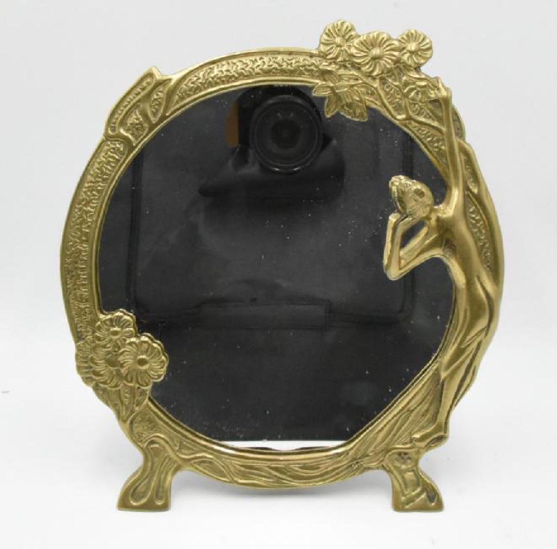Brass Mirror with Stand: Brass Mirror with Stand, Mirror 10" Stand 15"