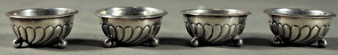 FOUR ENGLISH SILVER SALT CELLARS: FOUR ENGLISH SILVER SALT CELLARS