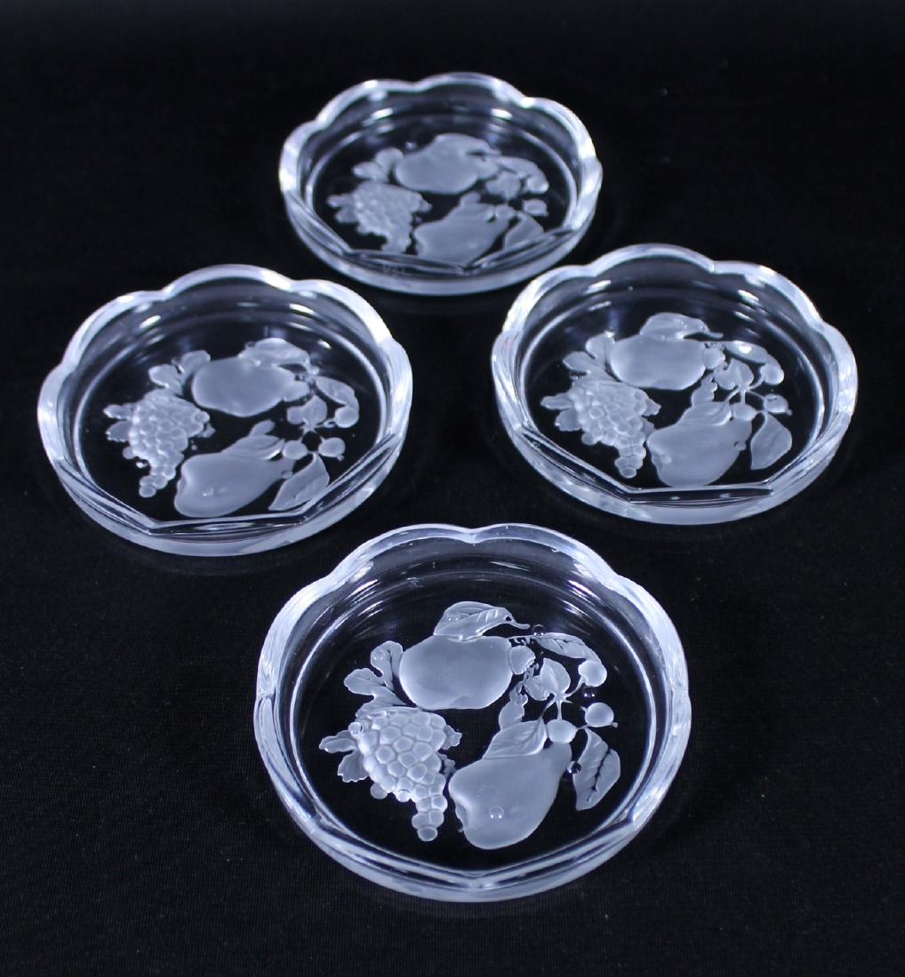 ETCHED VSL GLASS COASTERS 4 PC: MEASURES 3 1/2"