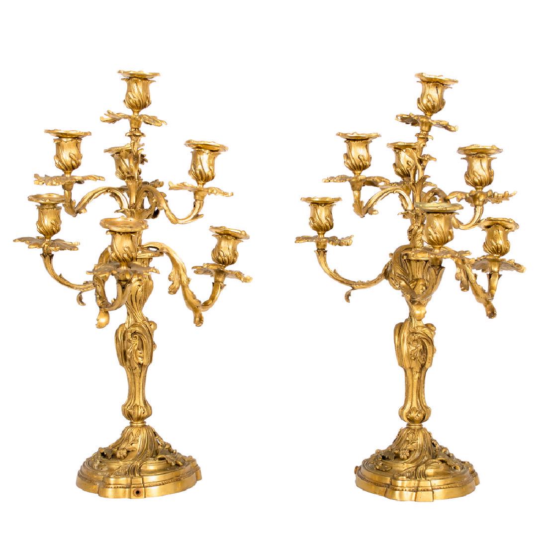 PAIR OF FRENCH LOUIS XV STYLE GILT BRONZE CANDELABRA (1 of 6)