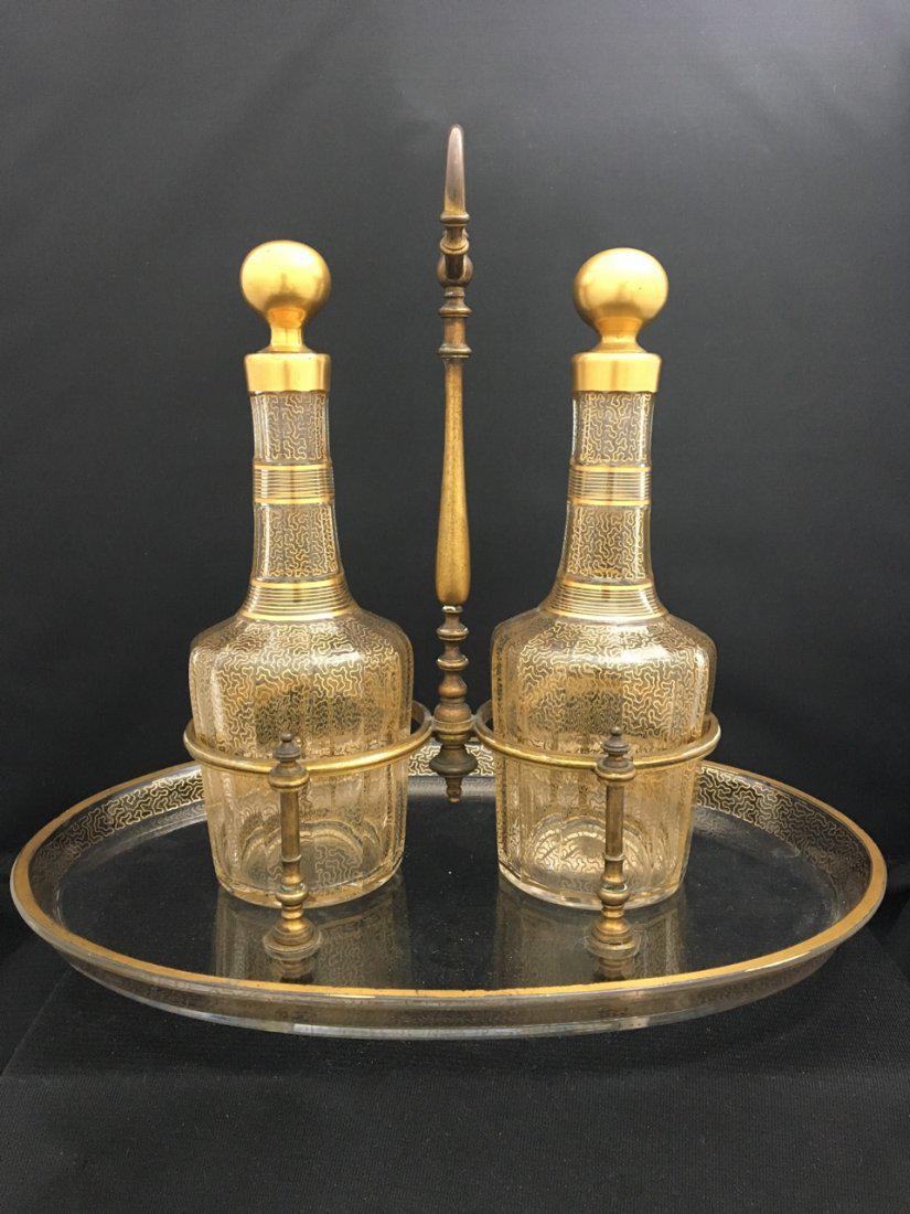 Baccarat Set of Two Bottles and Plate with Bronze Mount (1 of 4)