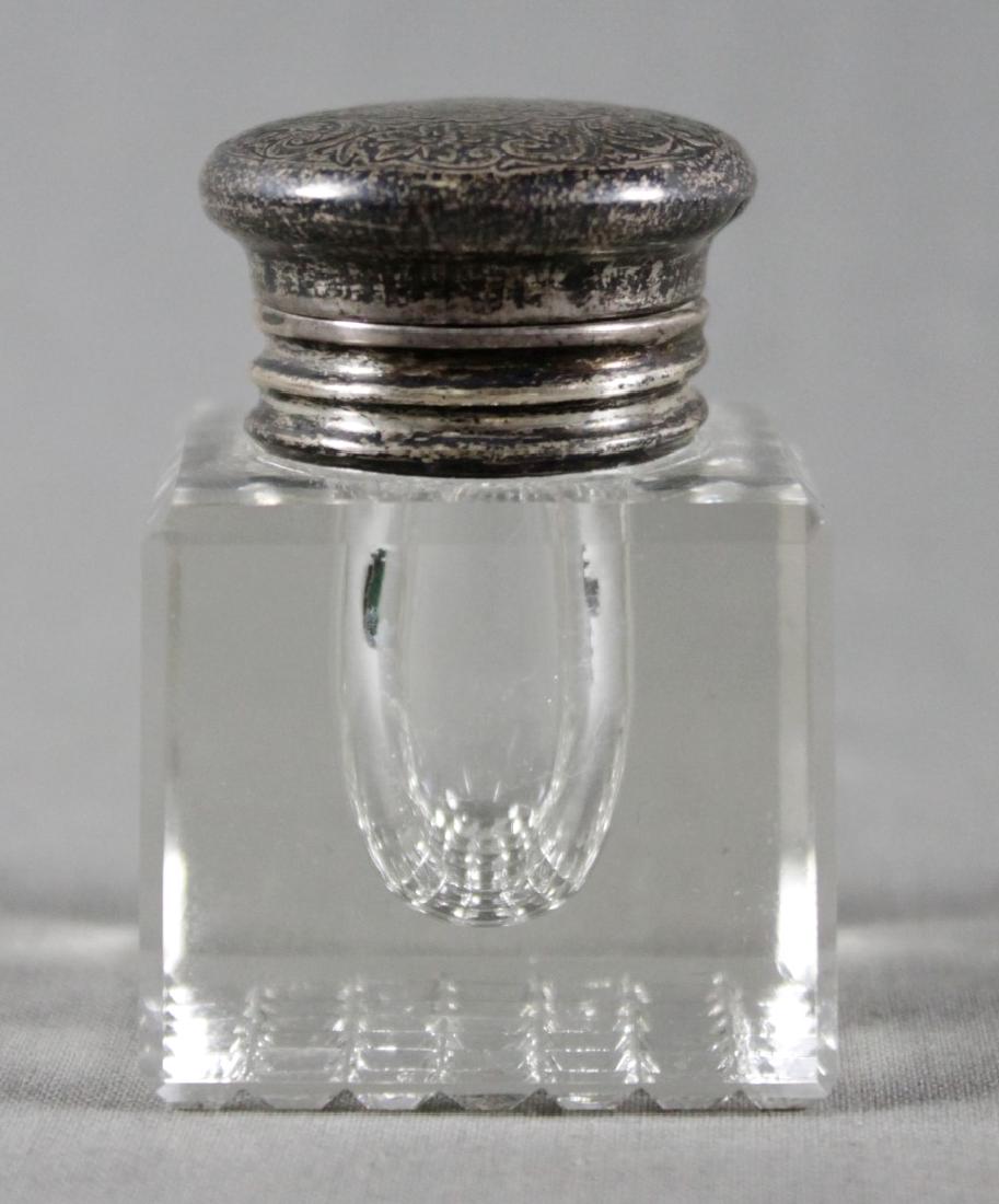 MINIATURE SILVER AND GLASS CONTAINER (1 of 3)