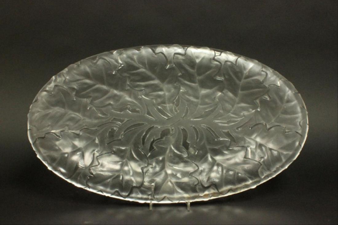 Lalique Large Oval Chene Clear & Frosted Tray (1 of 2)