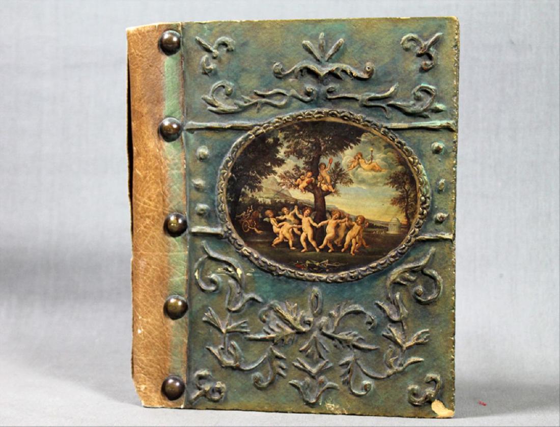 Antique Papier Mache Leather Studded Book Binding (1 of 8)