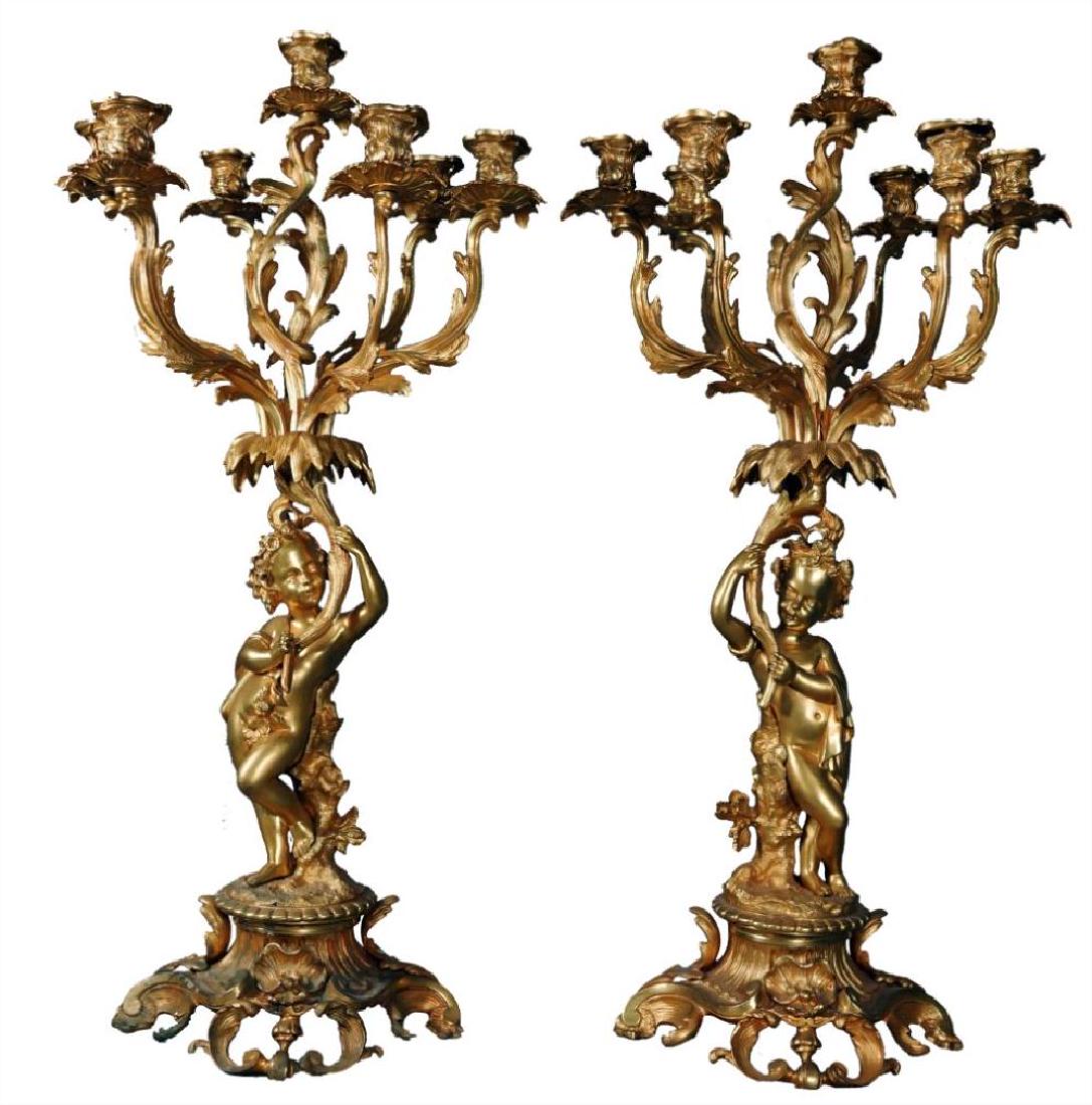 Pr. French Bronze Seven Light Candelabra (1 of 4)
