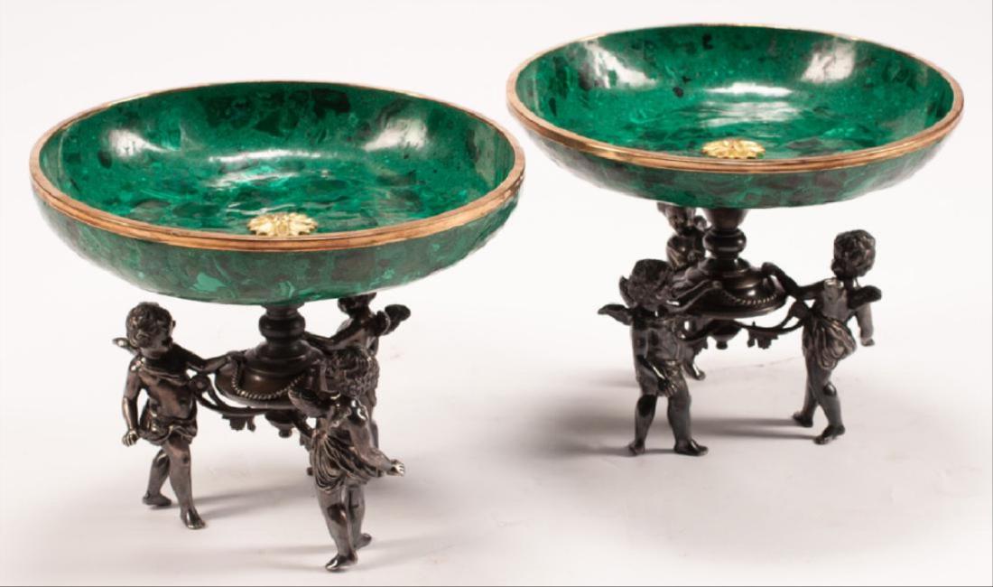 Pair Of Malachite Figural Compotes (1 of 6)