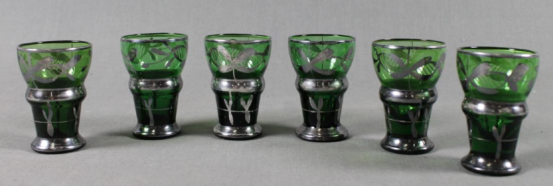 6 Italian And Silver Overlay Glass Cordials (1 of 3)