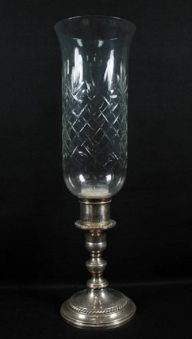 Sterling And Cut Glass Hurricane Candle Holder (1 of 5)