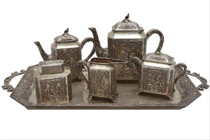 Large German Silver Coffee/Tea Set (1 of 7)