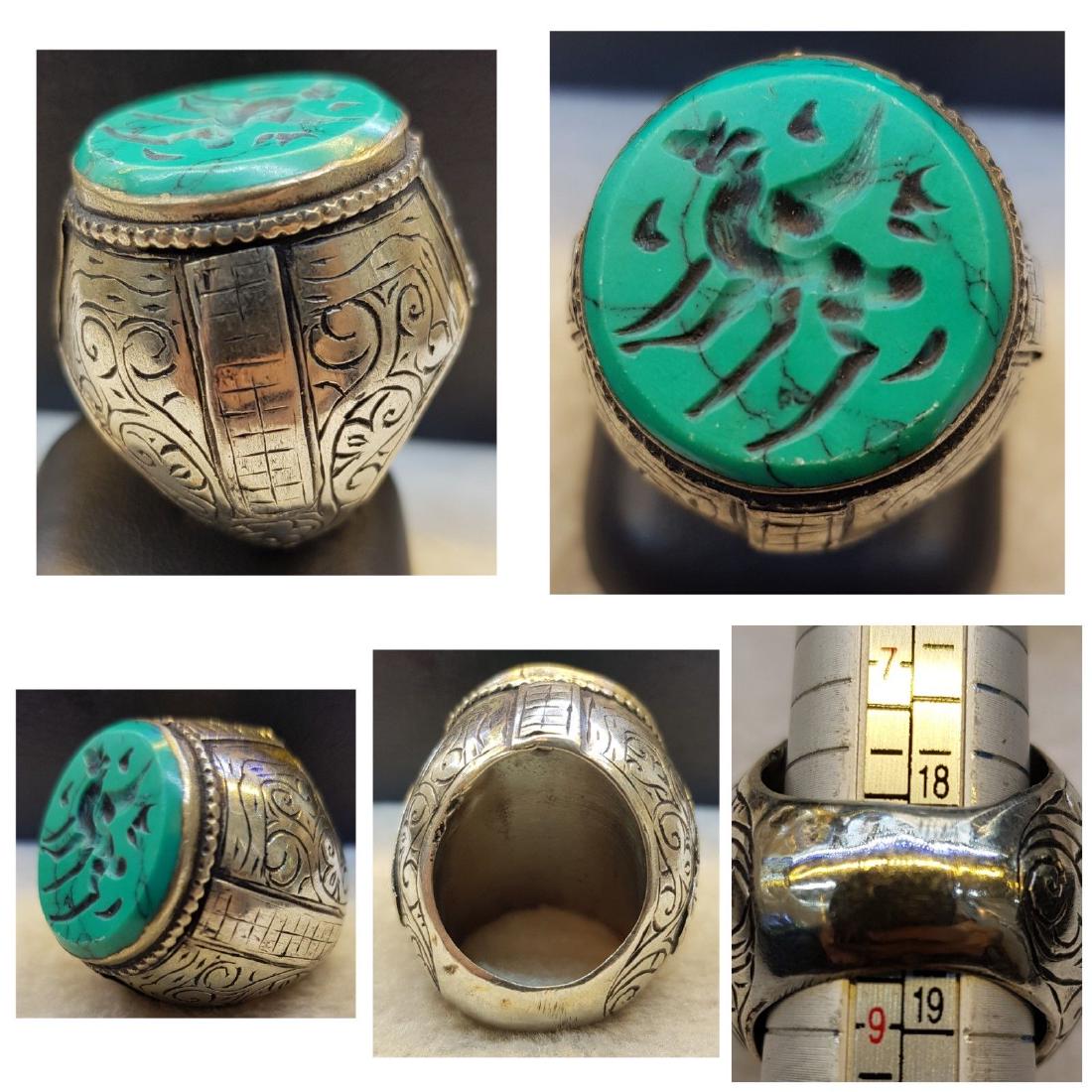 Antique Old Silver Big Ring With Beautiful Turquoise (1 of 1)