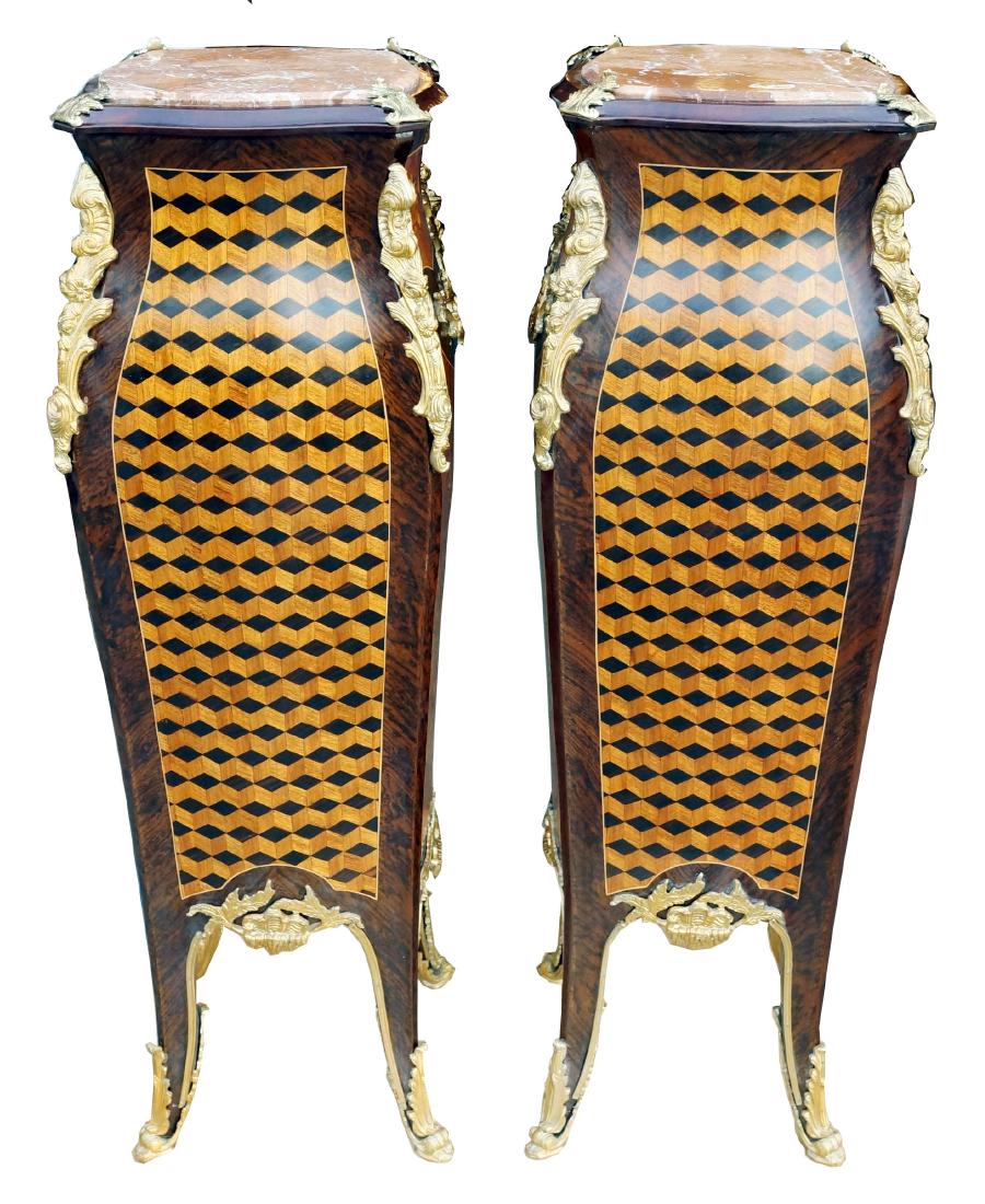 PR. LOUIS XV STYLE INLAID M. T. PEDESTALS (1 of 6)