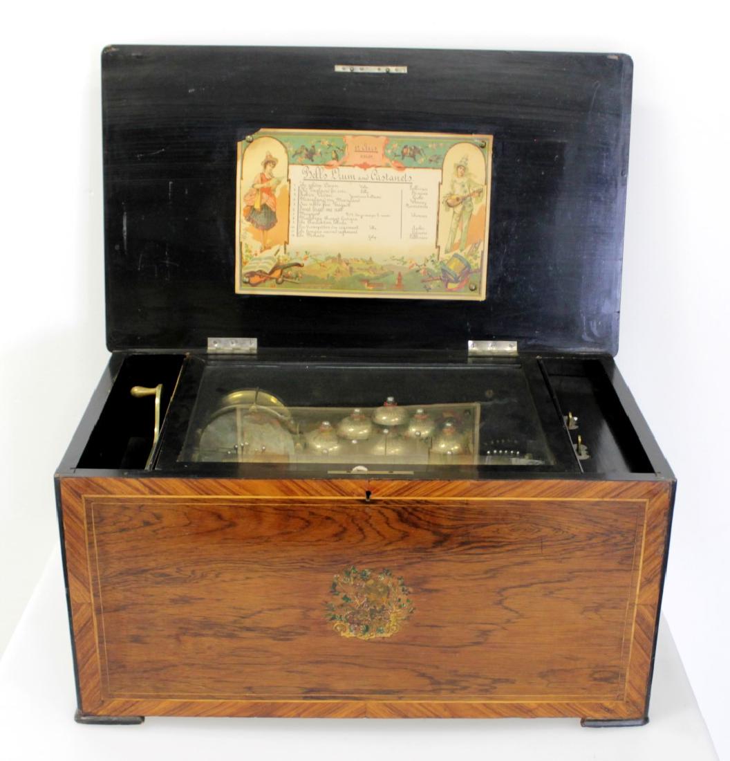 ANTIQUE 12 TUNE MUSIC BOX W/ BELLS (1 of 6)