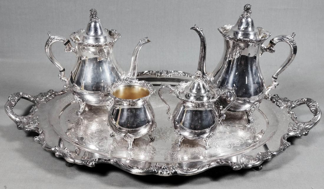 Four Piece Wallace "Royal Rose" Silverplated Tea Set