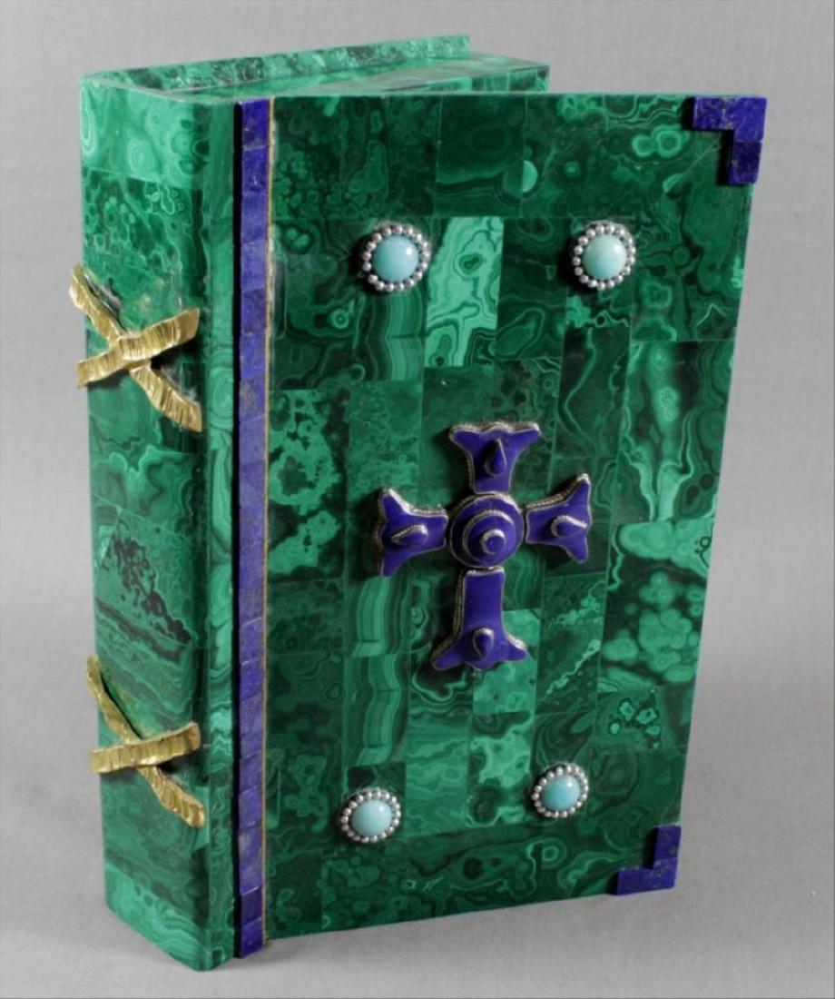 Magnificent Russian Malachite And Jewelled Book Shaped (1 of 6)