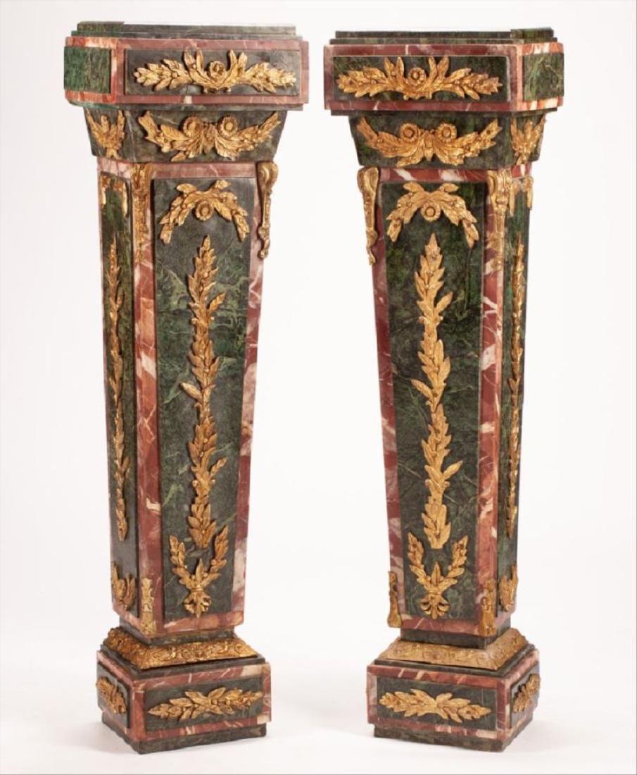 Pair Of Louis Xvi Style Gilt Bronze & Marble Pedestals (1 of 3)