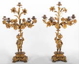 Pair Of Louis Xv Style Gilt Bronze Figural Candelabra