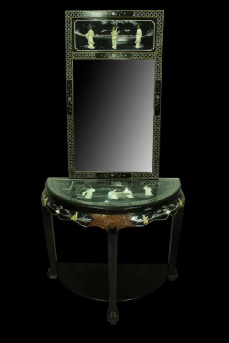 Set Of Inlaid Chinese Mirror And Table (1 of 6)